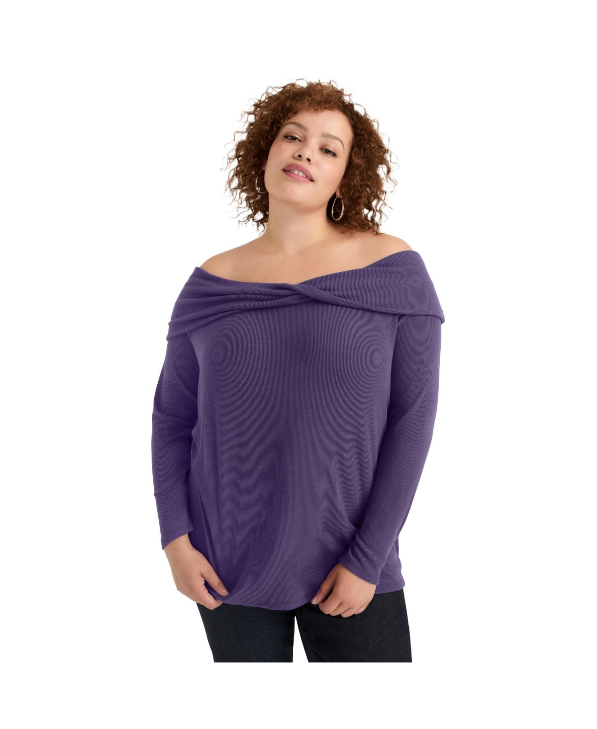 Women's June + Vie Off-The-Shoulder Top - Purple reign