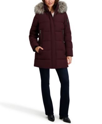 Women's Faux-Fur-Trim Hooded Puffer Coat
