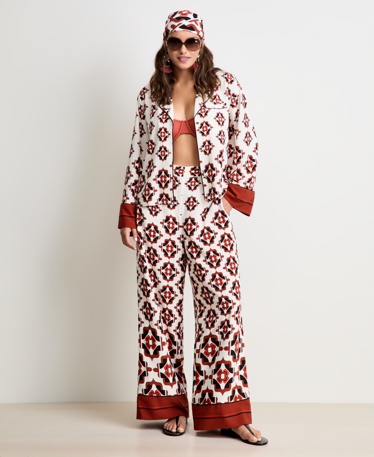 On 34th Women's Medallion-print Wide-leg Pants, Macy's Exclusive In Red
