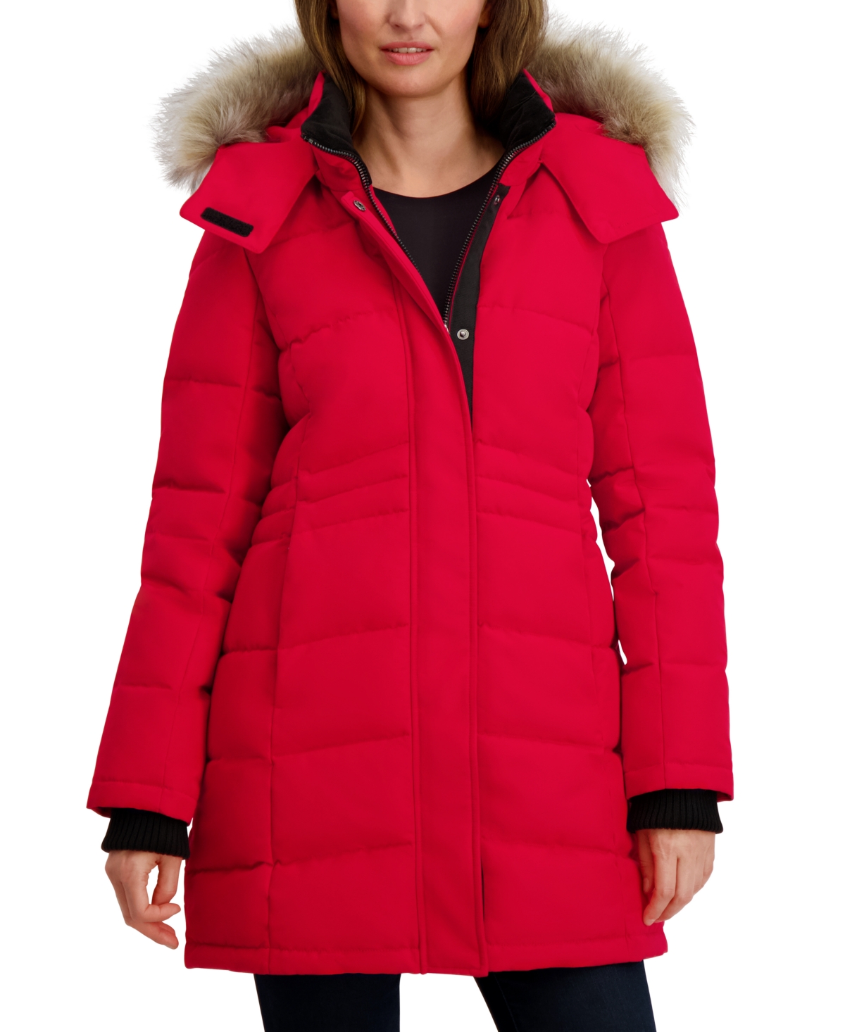 Nautica Women's Hooded Puffer Coat In Red