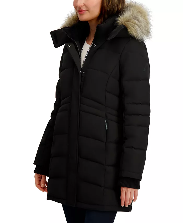 Women's Hooded Puffer Coat - thumbnail 10