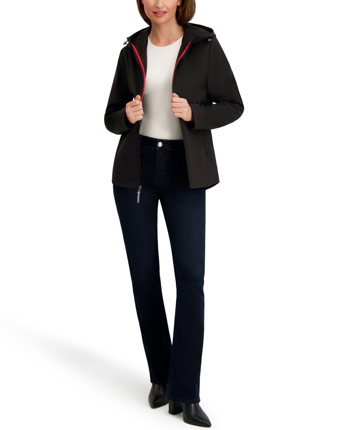 Nautica Women's Hooded Softshell Coat In Black