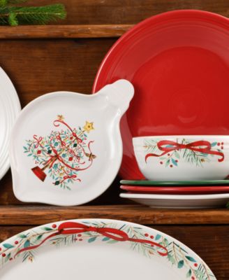 Holly Berry Christmas Tree Ornament Shaped Plate