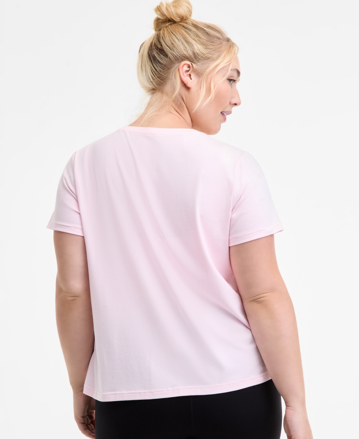 Id Ideology Plus Size Essential Cotton Short-sleeve T-shirt, Exclusively At Macy's In Pink