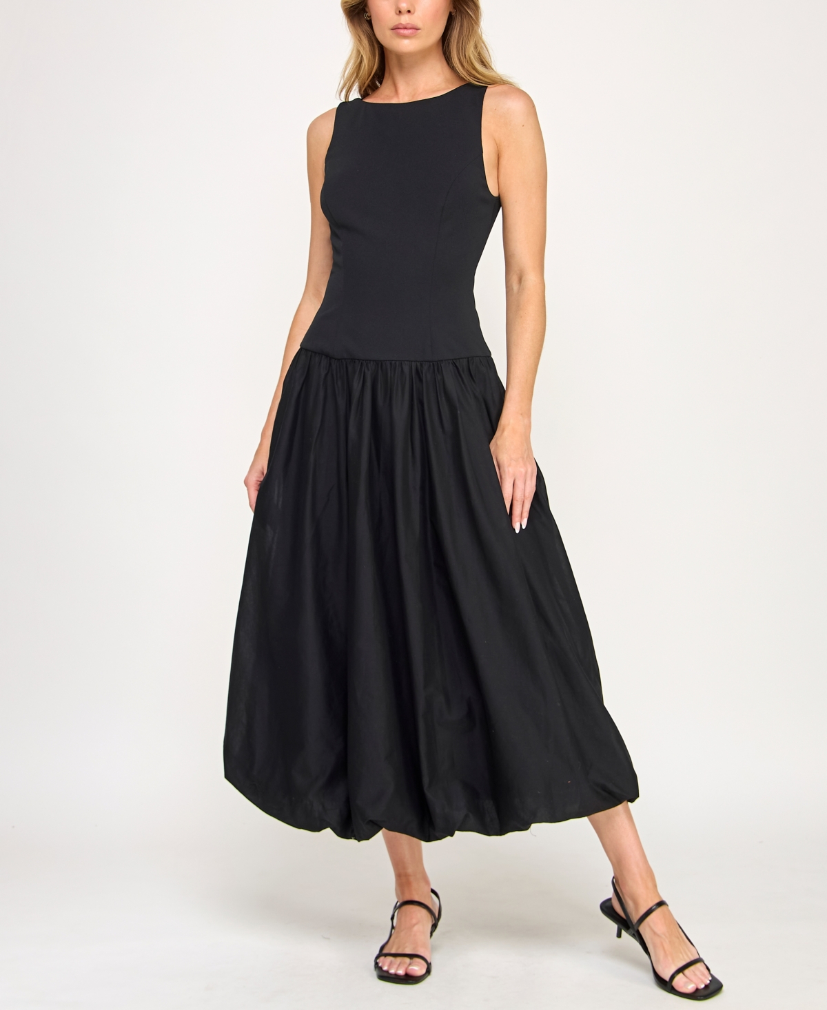 Juniors' Midi Bubble Skirt - Black