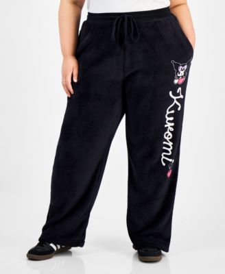 Love Tribe - Trendy Plus Size Kuromi Fleece Drawstring Pants