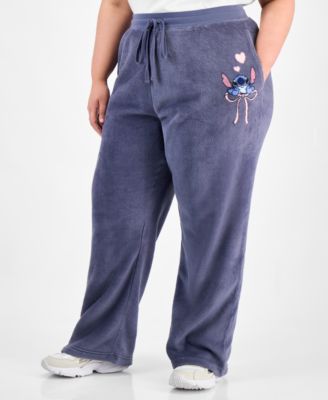 Disney - Trendy Plus Size Stitch Fleece Drawstring Pants