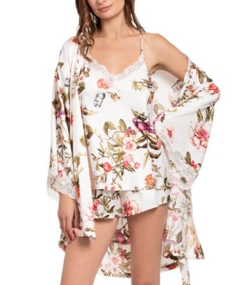 Women's Garden Flight Satin Floral Wrap Robe