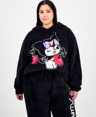 Love Tribe - Trendy Plus Size Kuromi Fleece Pullover Hoodie