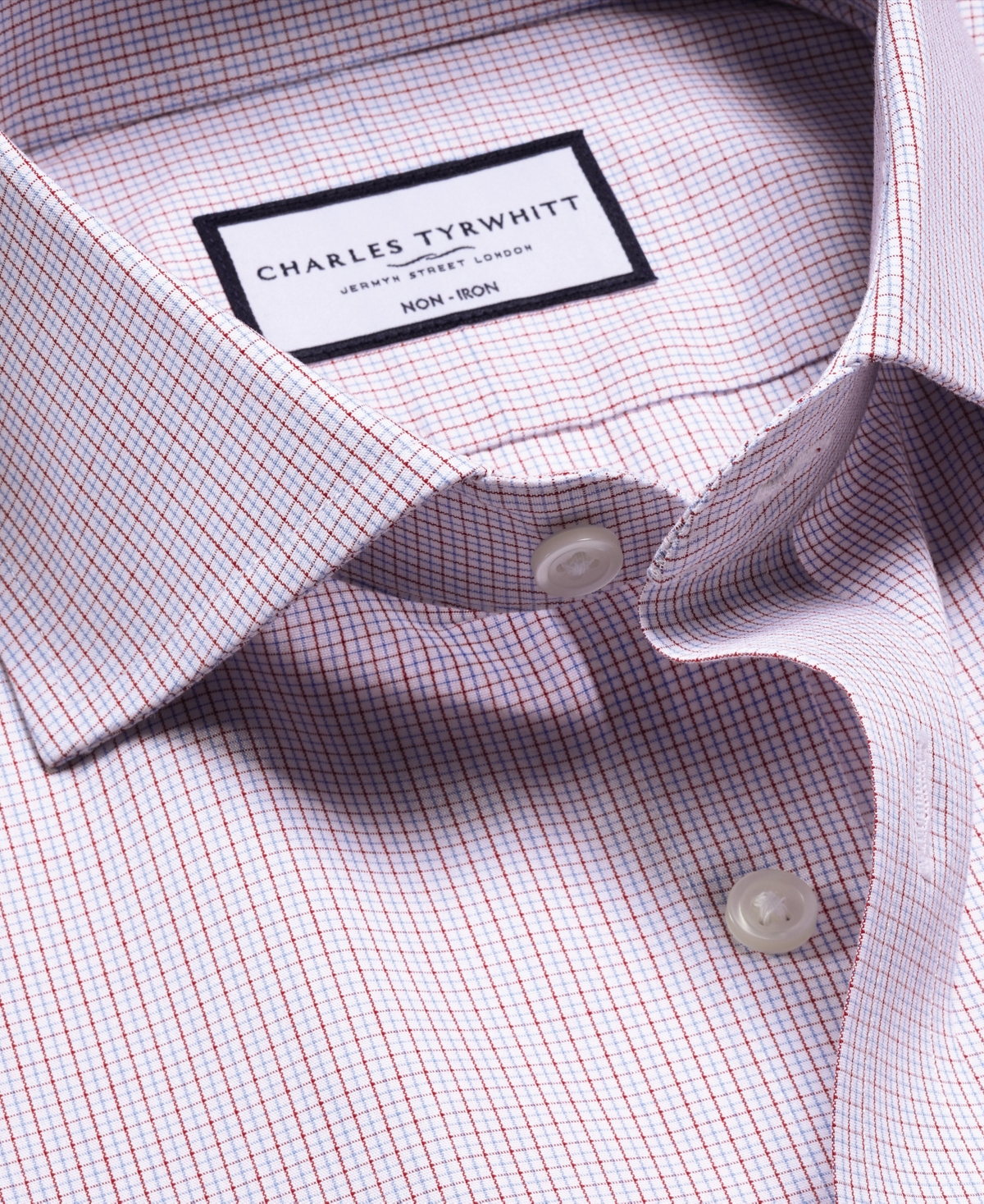 Charles Tyrwhitt Non-iron Poplin Check Shirt In White
