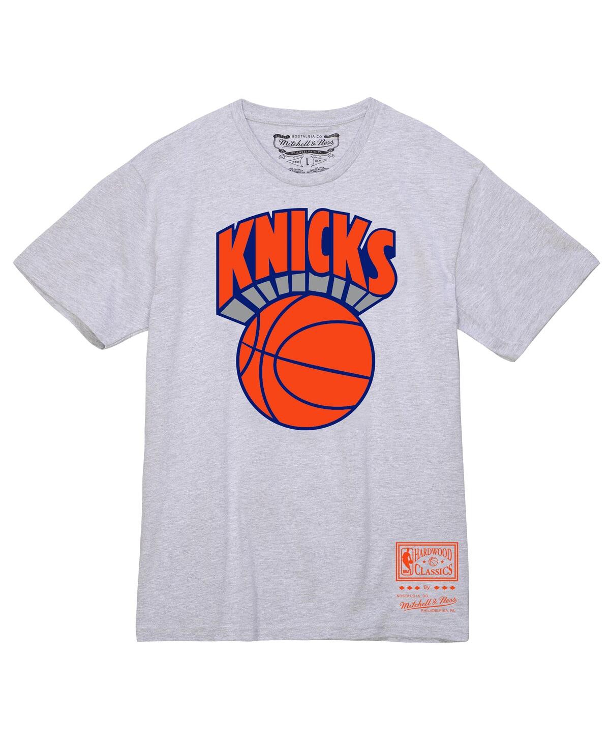 Men's Heather Gray New York Knicks Hardwood Classics Logo T-Shirt - Heather Gray
