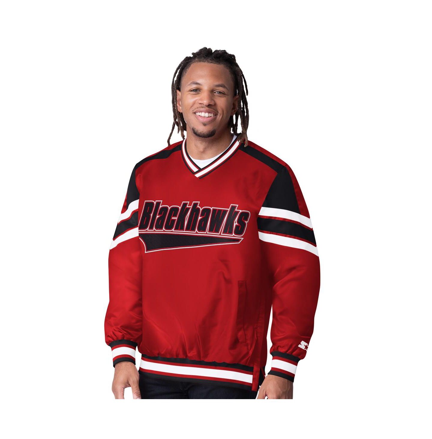 Мужская куртка Starter Red Chicago Blackhawks Reliver I V-Neck Pullover — фото 1