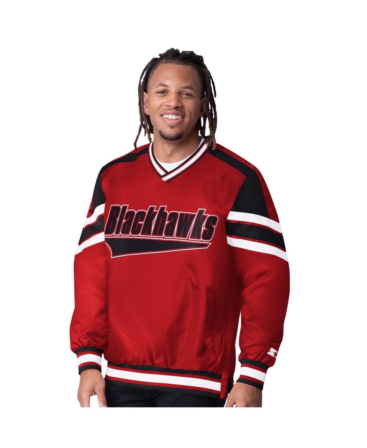 Men's Red Chicago Blackhawks Reliver I V-Neck Pullover Jacket - Red