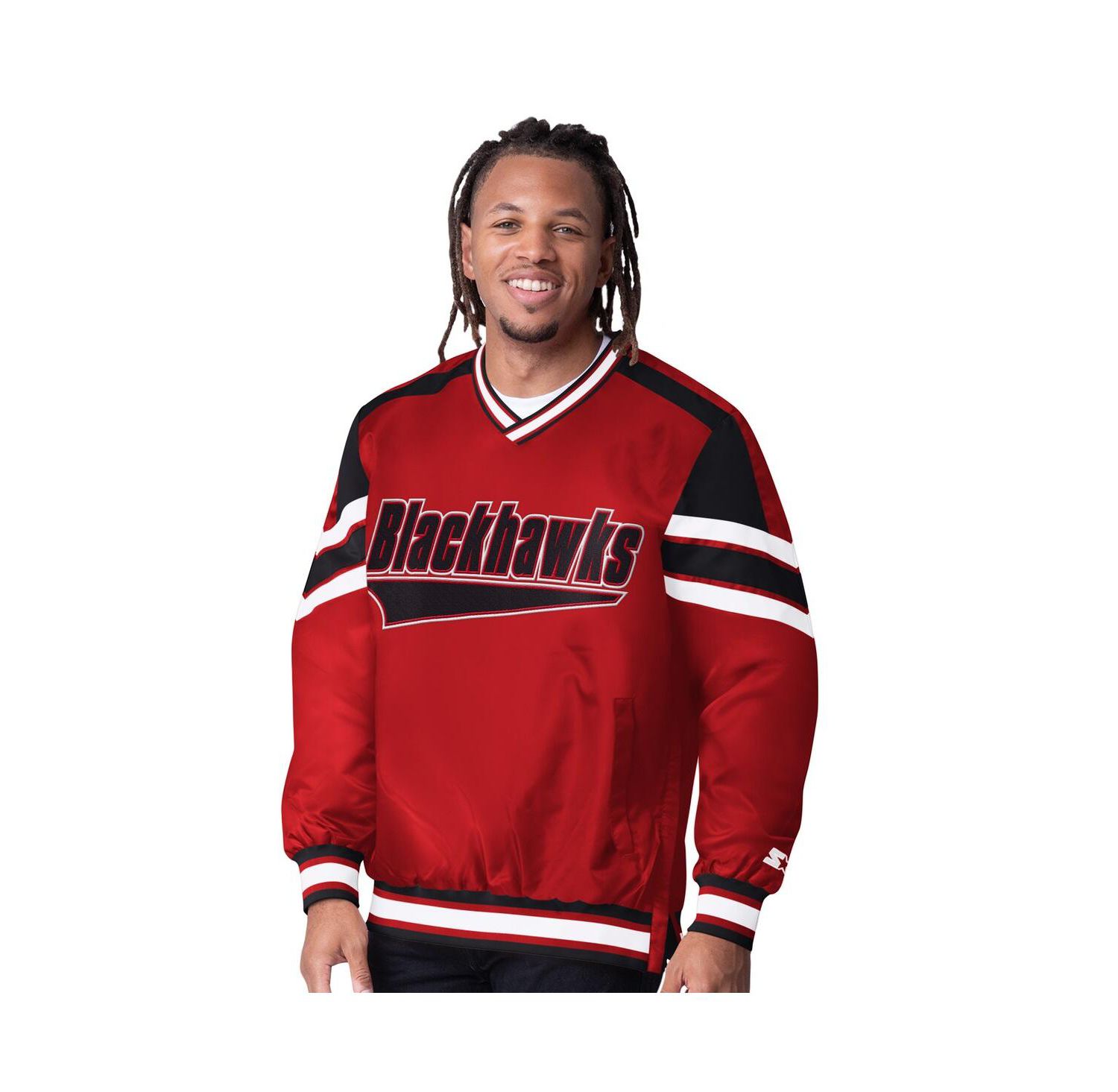 Men's Red Chicago Blackhawks Reliver I V-Neck Pullover Jacket