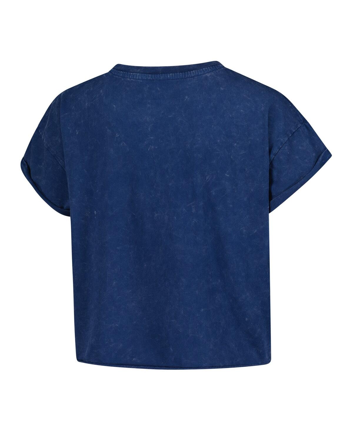Sportiqe Women's Navy Indiana Fever Rock N Roll Collection Gwen Mineral Wash Cropped T-shirt In Blue