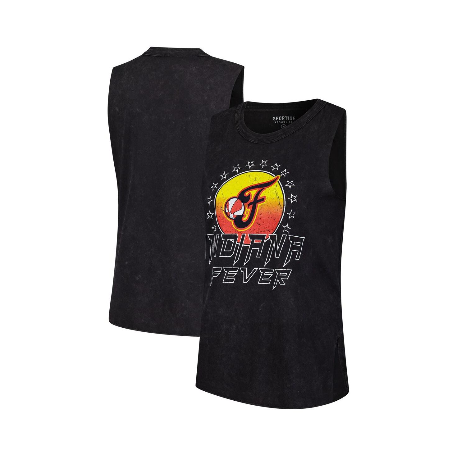 Women's Black Indiana Fever Rock Roll Collection Turner Mineral Wash Tank Top