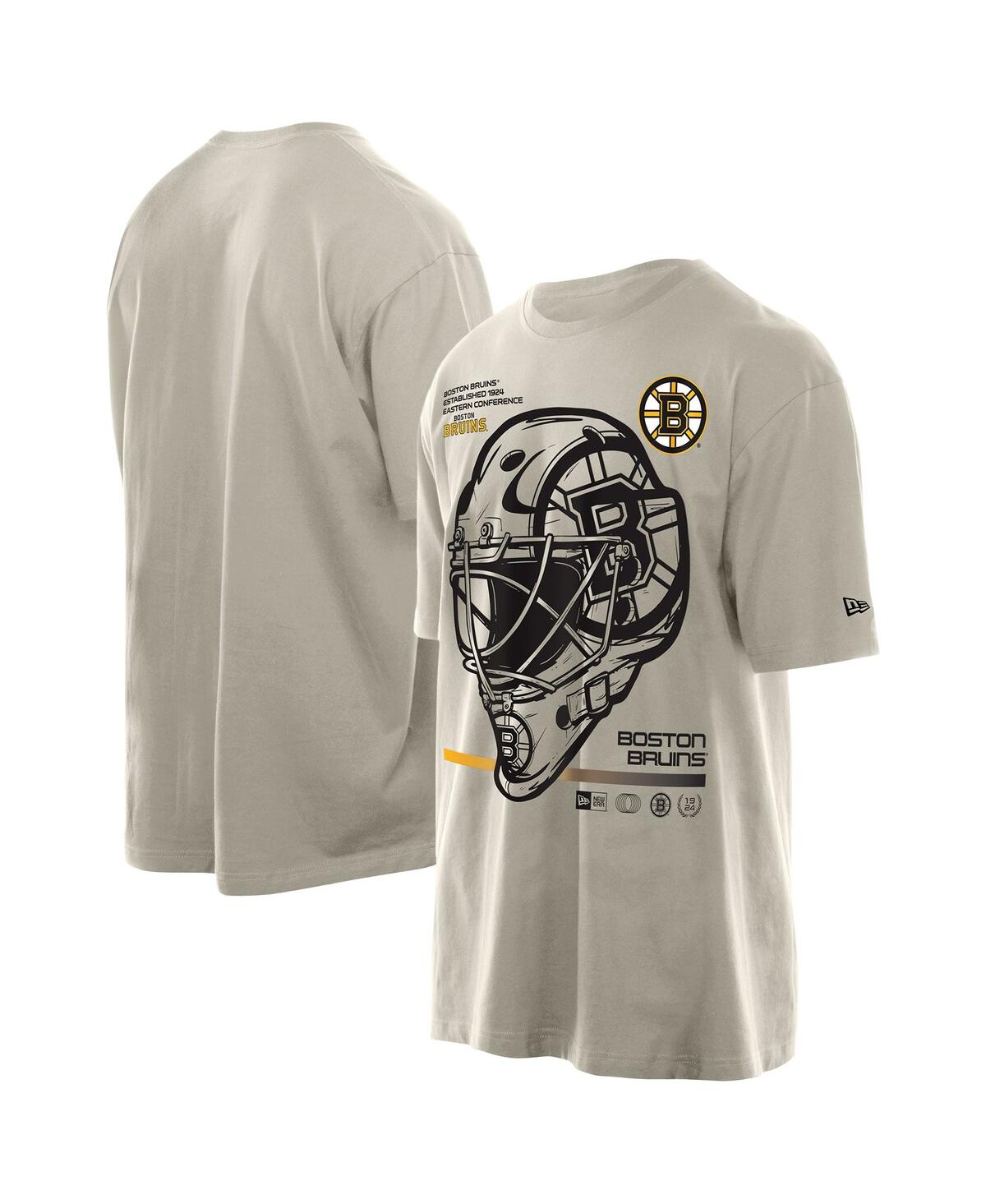 Men's Tan Boston Bruins Goalie Mask T-Shirt - Tan
