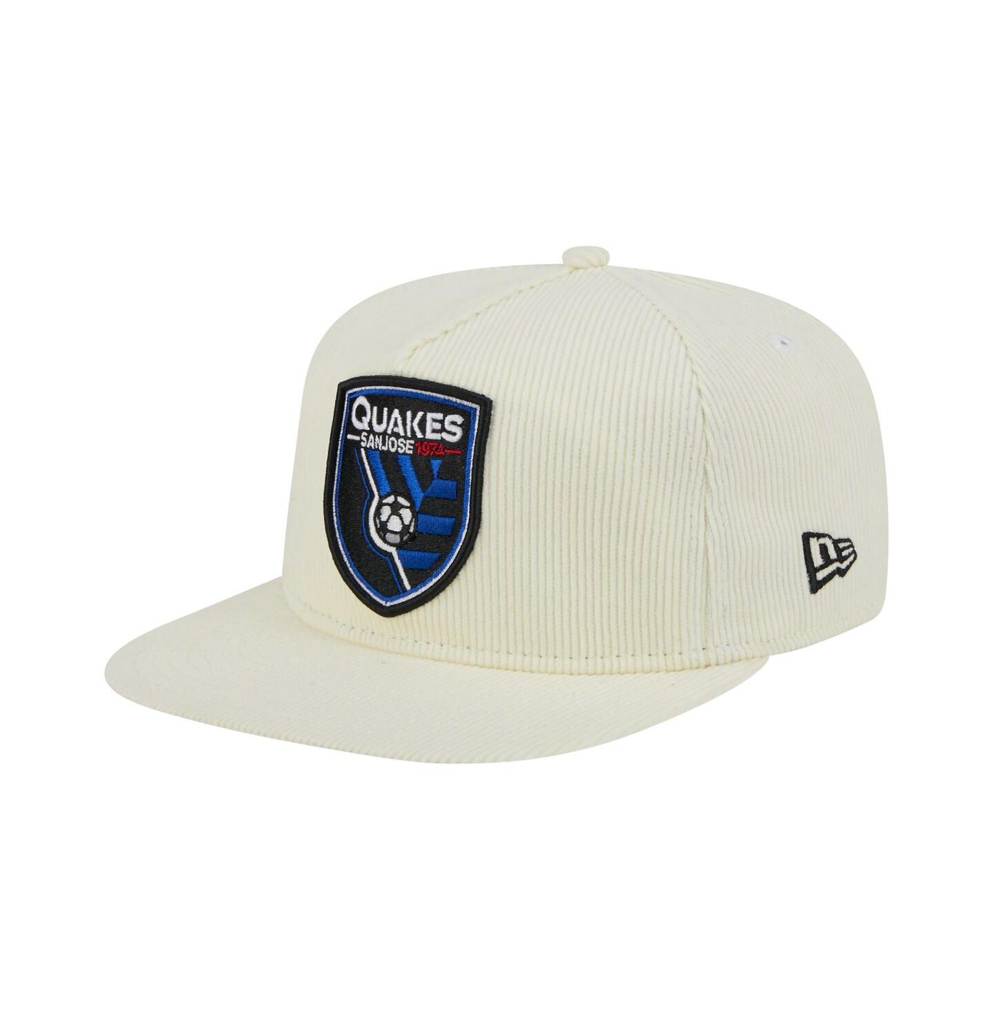 Мужская кепка New Era Cream San Jose Earthquakes 2025 Kickoff Snapback Golfer Hat — фото 1