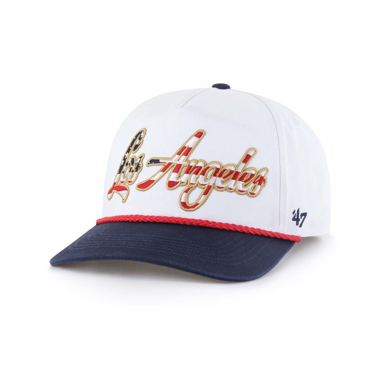 Men's White Los Angeles Dodgers Patriotic Overhand Hitch Adjustable Hat