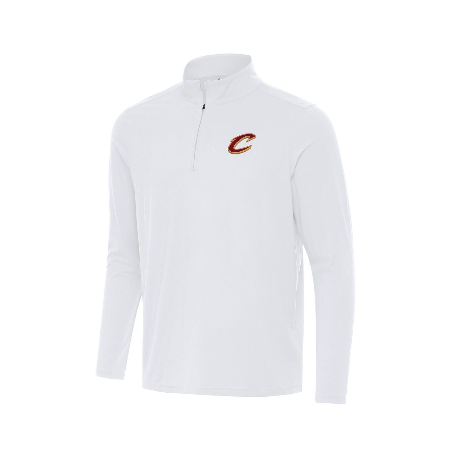 Мужская футболка Antigua White Cleveland Cavaliers Intent Quarter-Zip — фото 1