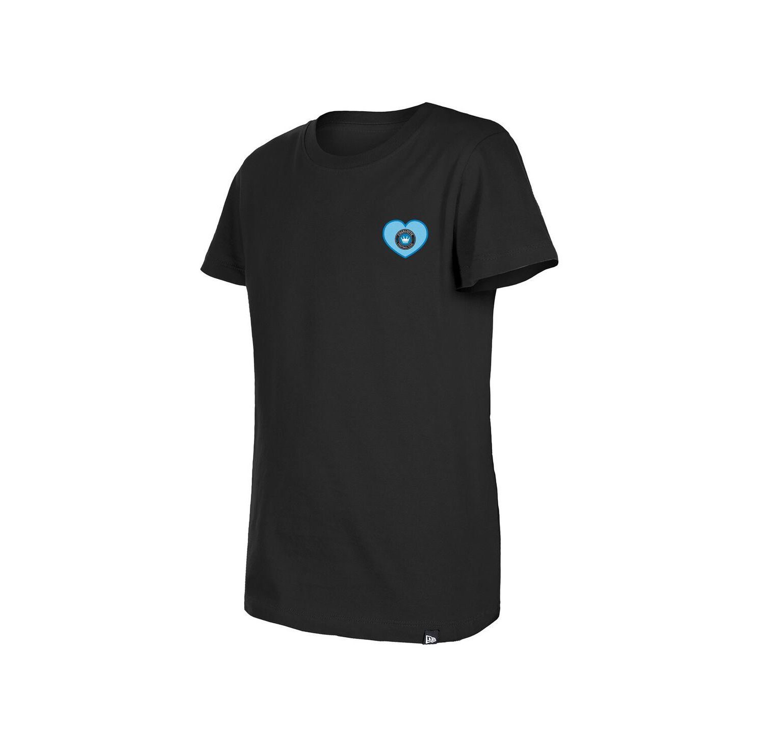 Big Girls Black Charlotte FC Bubble Heart T-Shirt