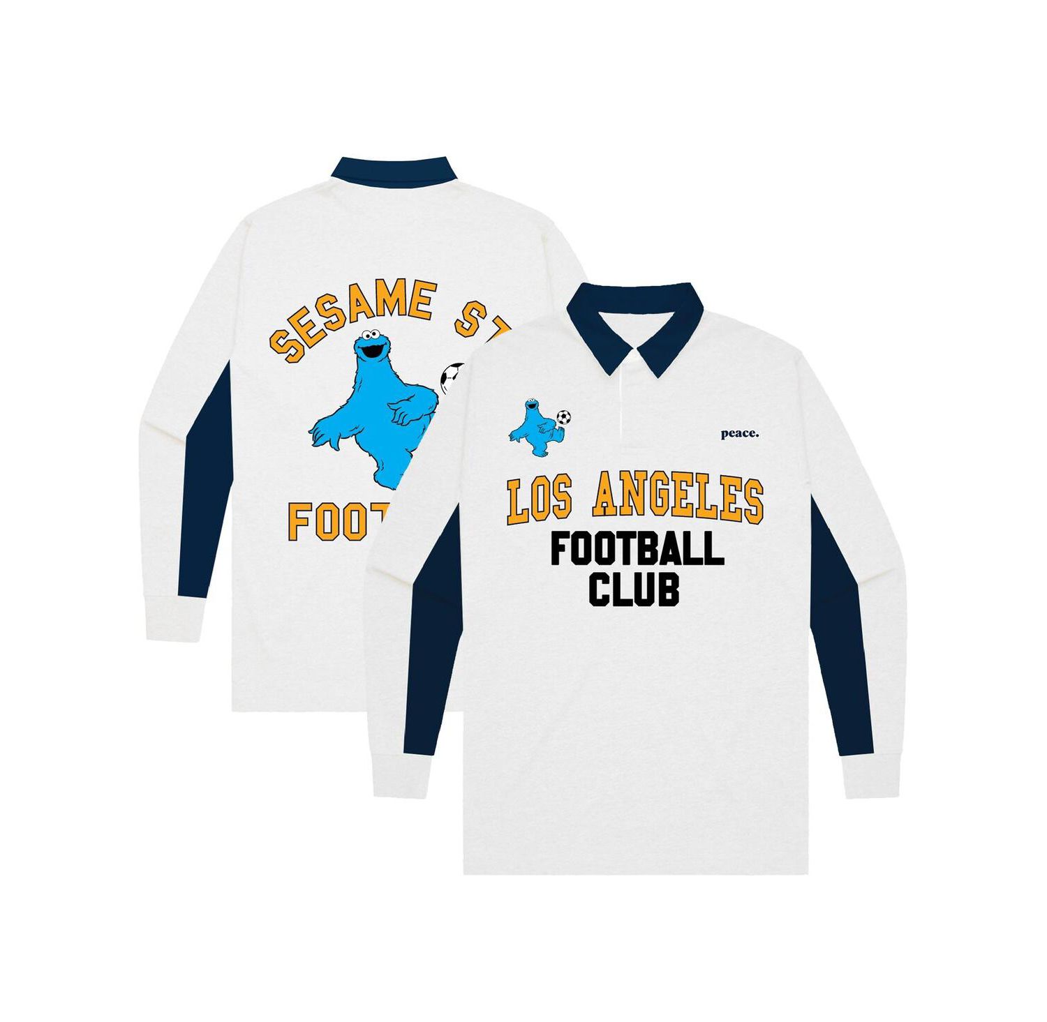 Big Boys and Girls White LAFC Rugby Long Sleeve Polo Shirt