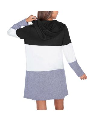 Women's Black/White Charlotte FC Offside Hustle Color Block Tri-Blend Hooded Cardigan