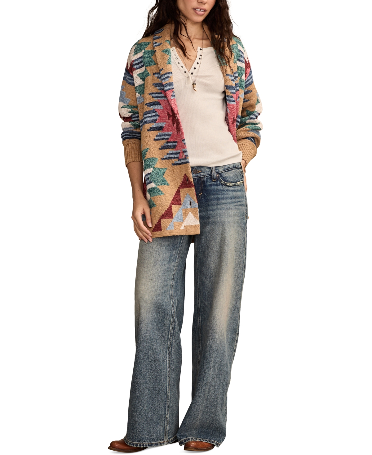 Lucky Brand Women's Southwest Shawl-collar Cotton Cardigan In Multi