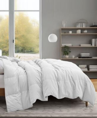Lightweight White Goose Down Feather Fiber Comforter, Full/Queen