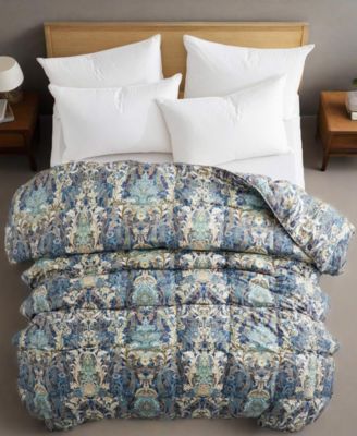 Printed All Season White Goose Feather Fiber Comforter, Full/Queen