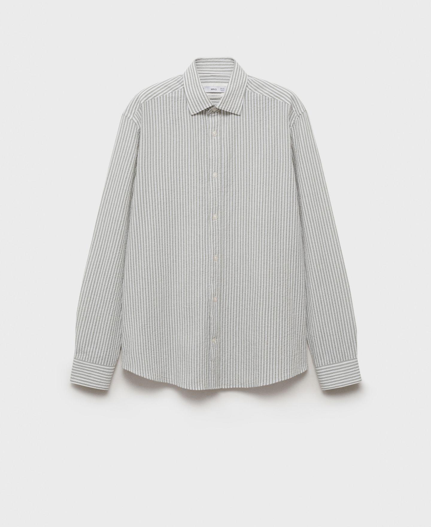 Мужская рубашка Mango Regular-Fit Stripe-Textured, цвет: Тёмный зелёный — фото 3