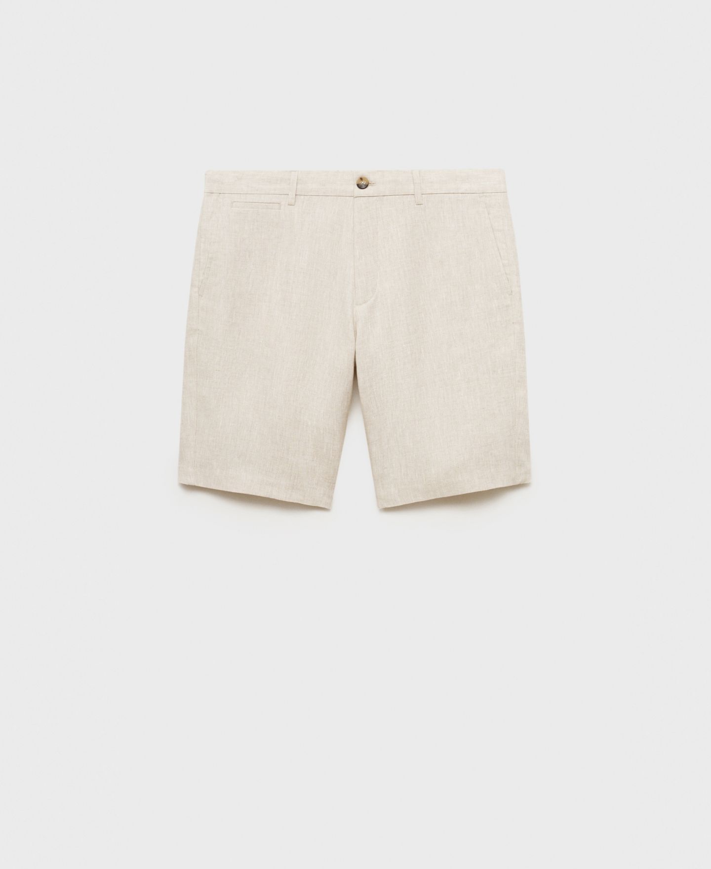 Мужские шорты MANGO Slim-Fit Linen Bermuda, цвет: Экрю — фото 2