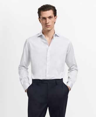 MANGO - Men's Slim Fit Cotton Striped Dress Shirt