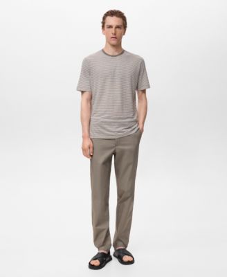 Men's Striped Slim-Fit Linen T-Shirt