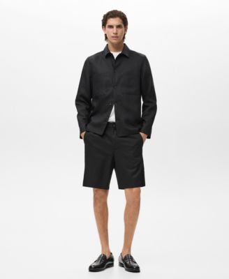 Men's Elastic Waist Linen 9" Bermuda Shorts