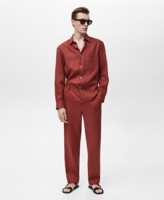 Men's Elastic Waistband Linen Pants