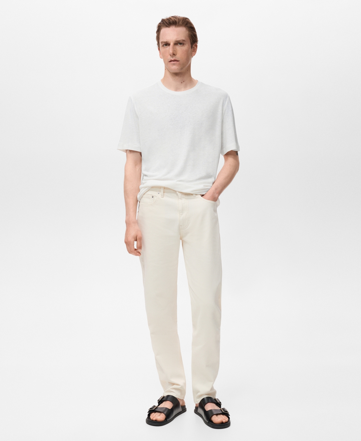 Mango Regular Fit Cotton T-shirt In White