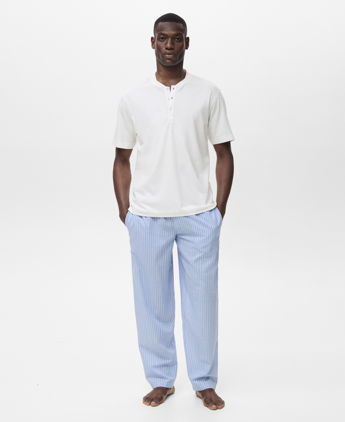Mango Men's Cotton Combined Pajama Pack In White