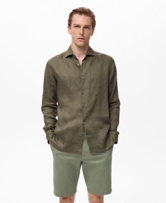 MANGO - Men's 100% Linen Slim-Fit Shirt