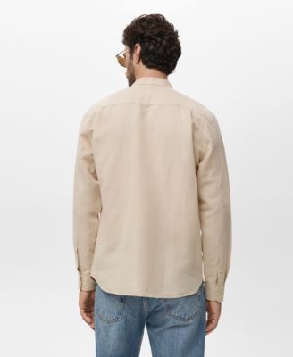 Men's Mao Collar Linen Shirt