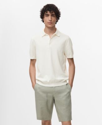MANGO - Men's 100% Cotton Fine-Knit Polo Shirt
