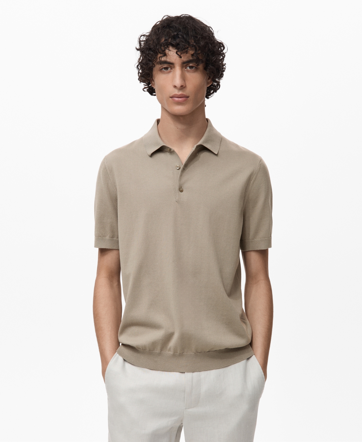Men's Cotton Fine-Knit Polo Shirt - Night Blue