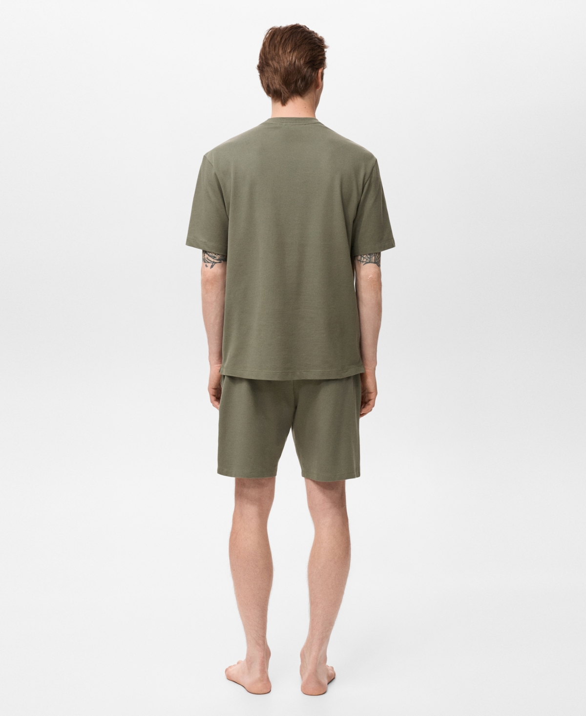 Mango Men's Cotton Shorts Pajama Pack In Green