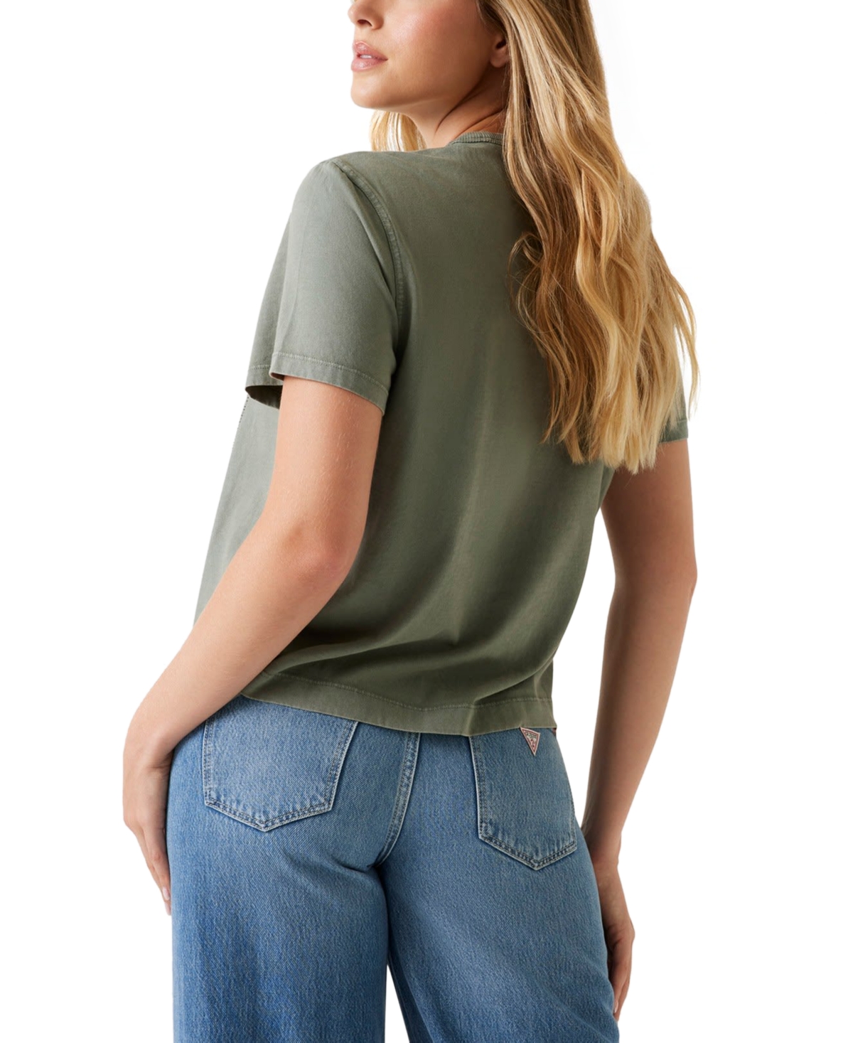 Guess Women's Palm Print Crewneck T-shirt In Gray