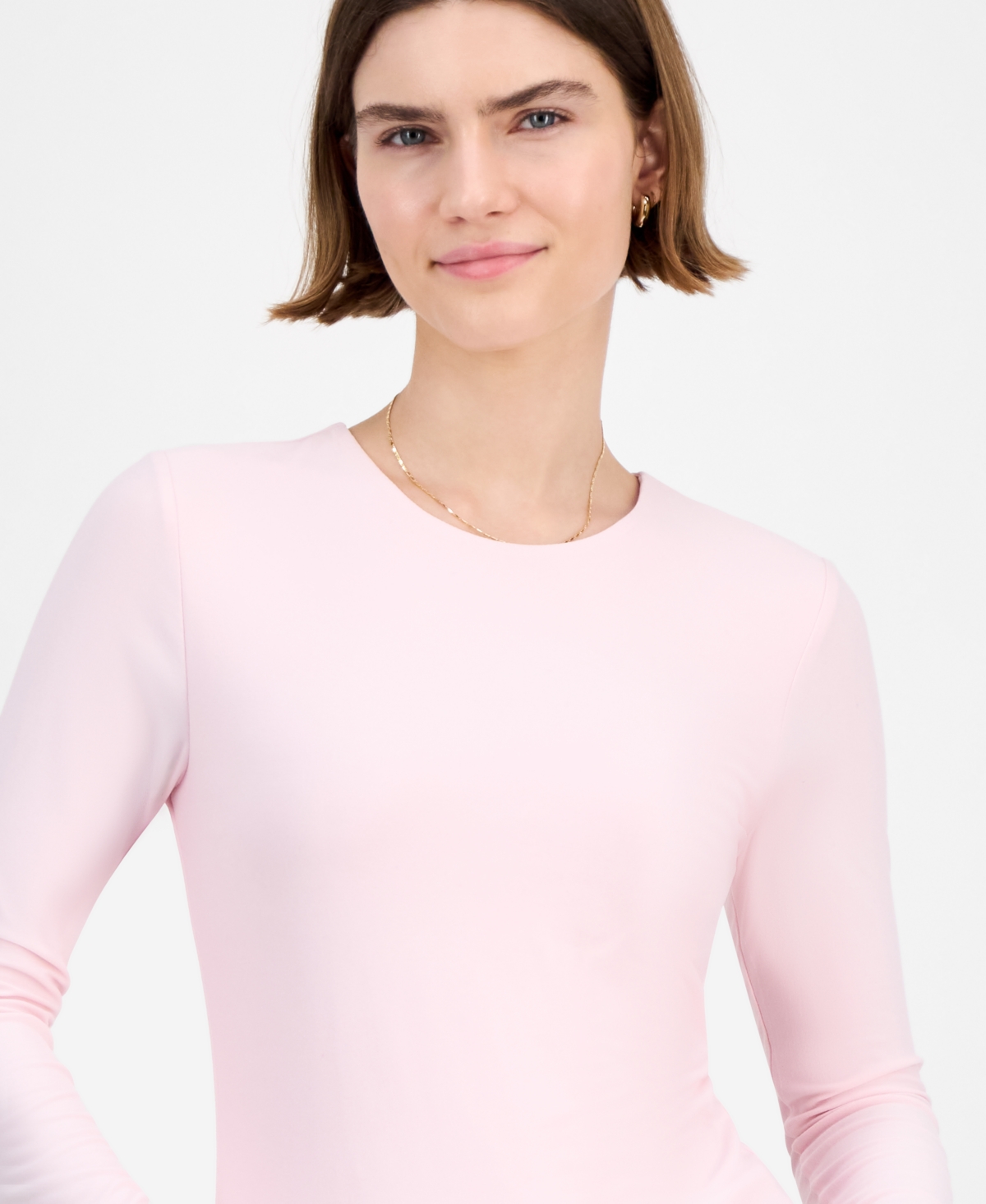 Hippie Rose Juniors' Crewneck Long-sleeve Top In Pink