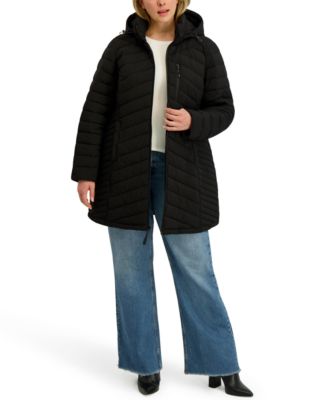 Plus Size Hooded Water-Resistant Puffer Coat