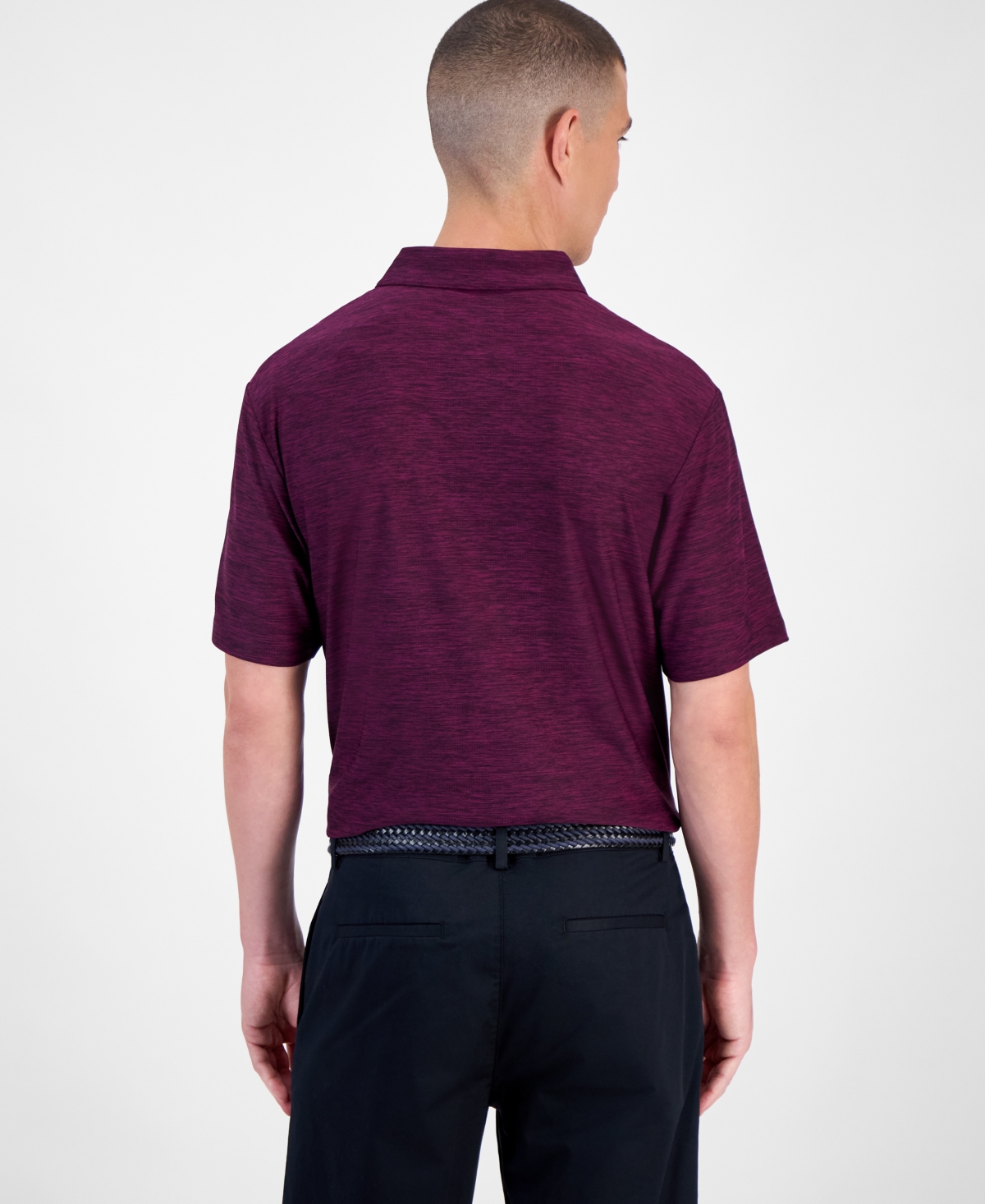 Pga Tour Men's Textured Polo Shirt In Purple