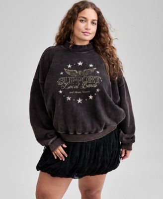 And Now This - Plus Size Cotton Stud-Trim Graphic Sweatshirt
