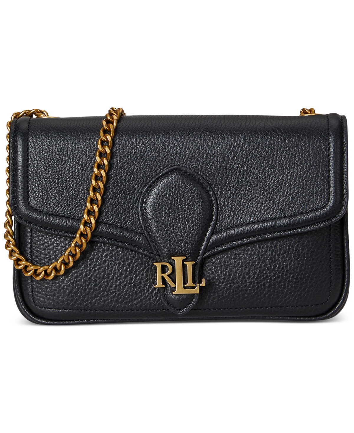 Ralph Lauren Pebbled Leather Bradley Crossbody Wallet In Black