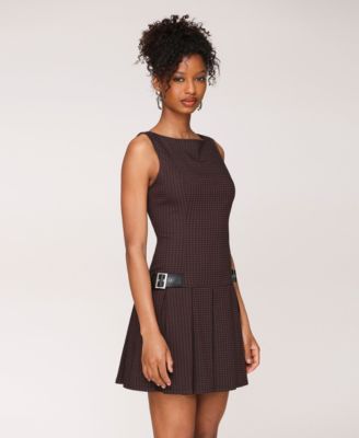 Women's Boat-Neck Sleeveless Short Fit & Flare Dress